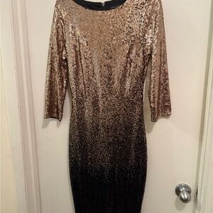 VENUS Sequin Ombre Dress - Gold and Black